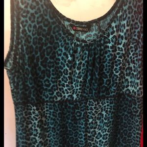Tank top dressy teal leopard print